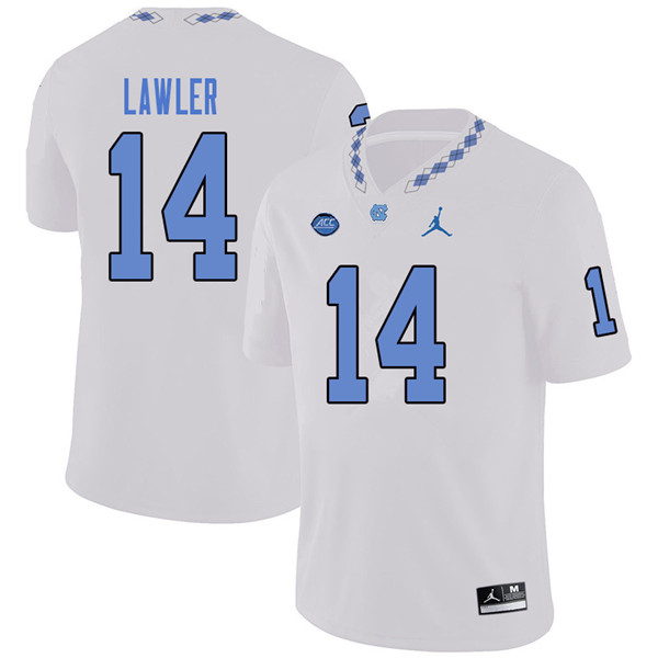 Jordan Brand Men #14 Jake Lawler North Carolina Tar Heels College Football Jerseys Sale-White - Click Image to Close